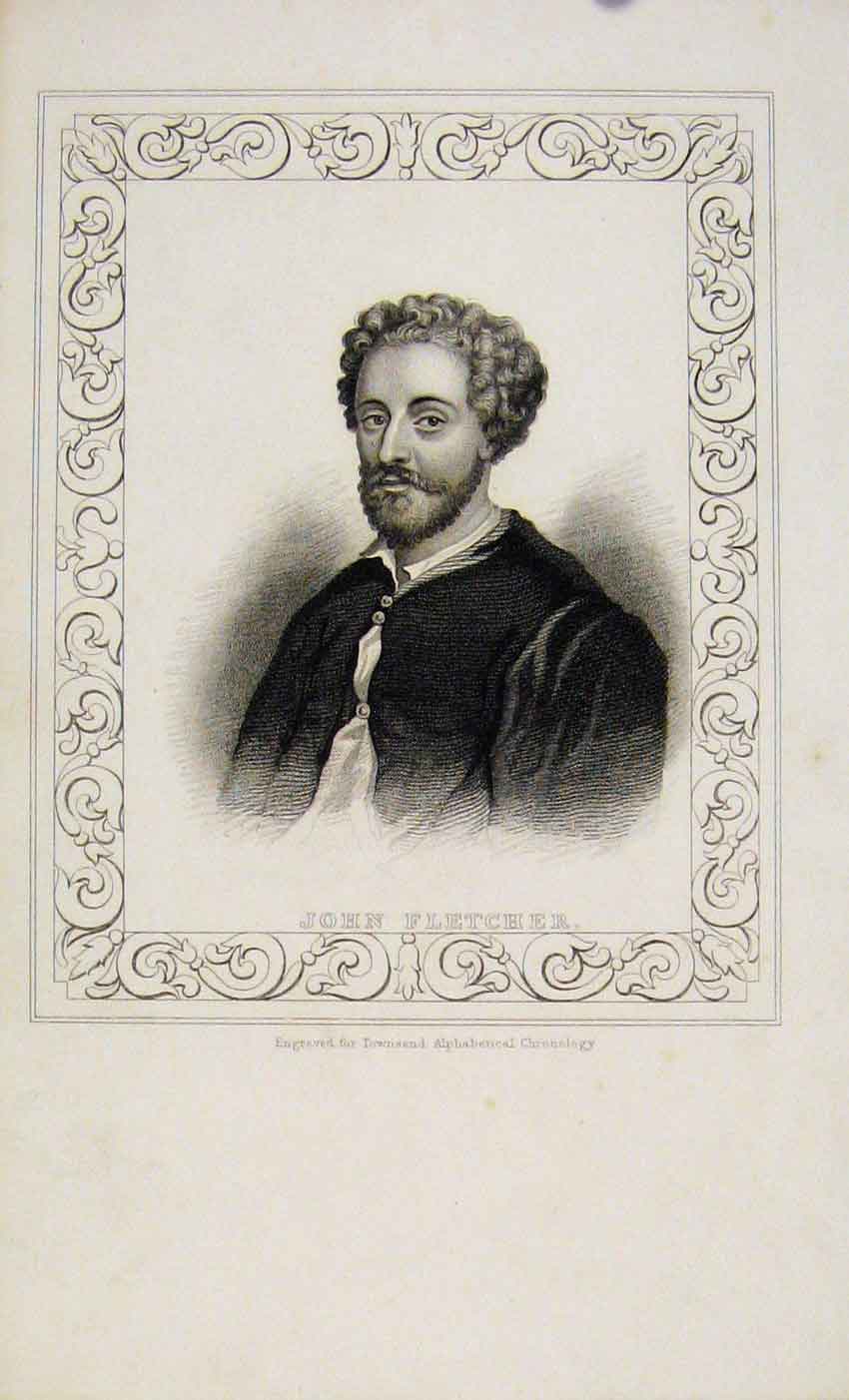 Original Old Antique Print Dugdale C1845 Portrait John Fletcher 19th