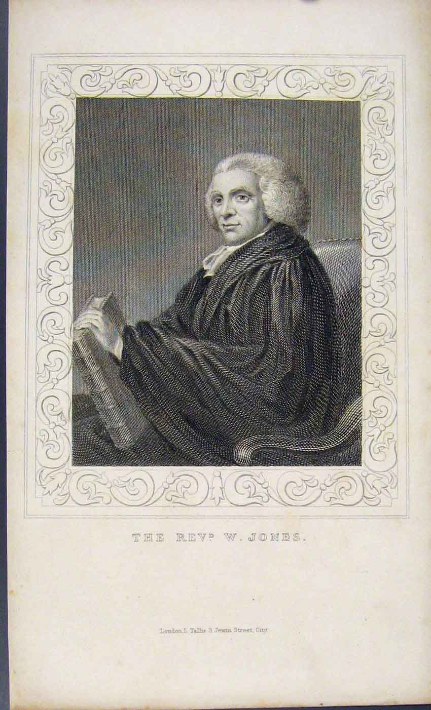 Original Old Antique Print Dugdale C1845 Portrait Rev W Jones 19th