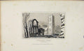 Original Old Antique Print Dugdale C1845 Fountains Abbey Yorkshire Victorian