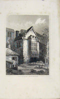 Original Old Antique Print Dugdale C1845 Vicarage Woodchestek Art 19th