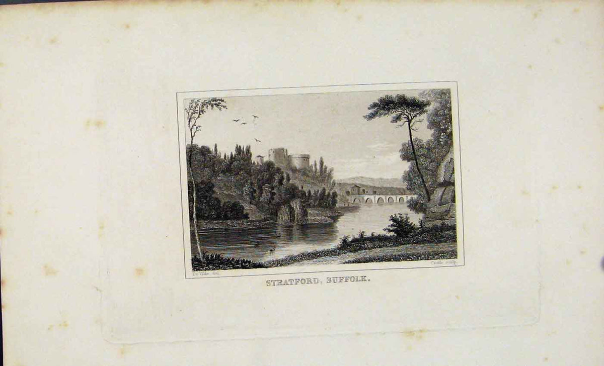 Original Old Antique Print Dugdale C1845 Stratford Suffolk Fine Art Victorian