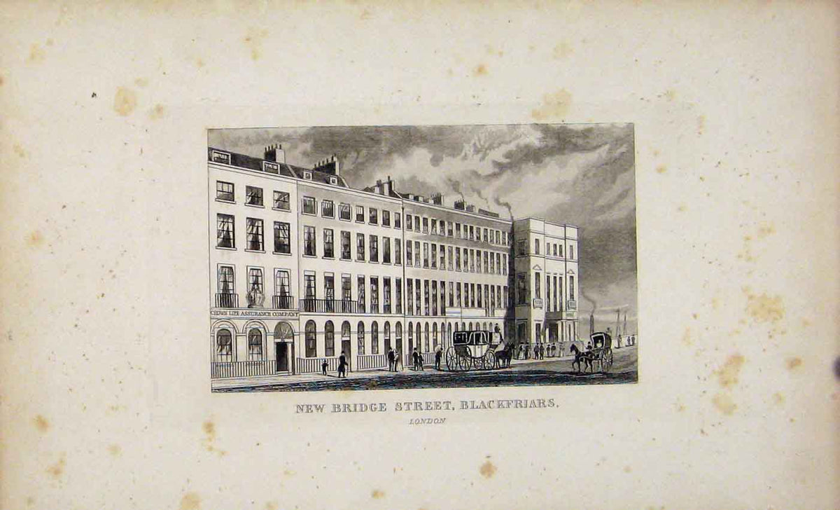 Original Old Antique Print Dugdale C1845 New Bridge Street Blackfrairs Victorian