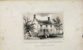 Original Old Antique Print Birth Place Isasc Newton Wolsthorpe C1845 Dugdale Art