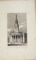 Original Old Antique Print St Martins Church London Dugdale C1845 19th