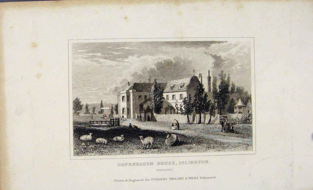 Original Old Antique Print Copenhagen House Islington Middlesex C1845 Dugdale