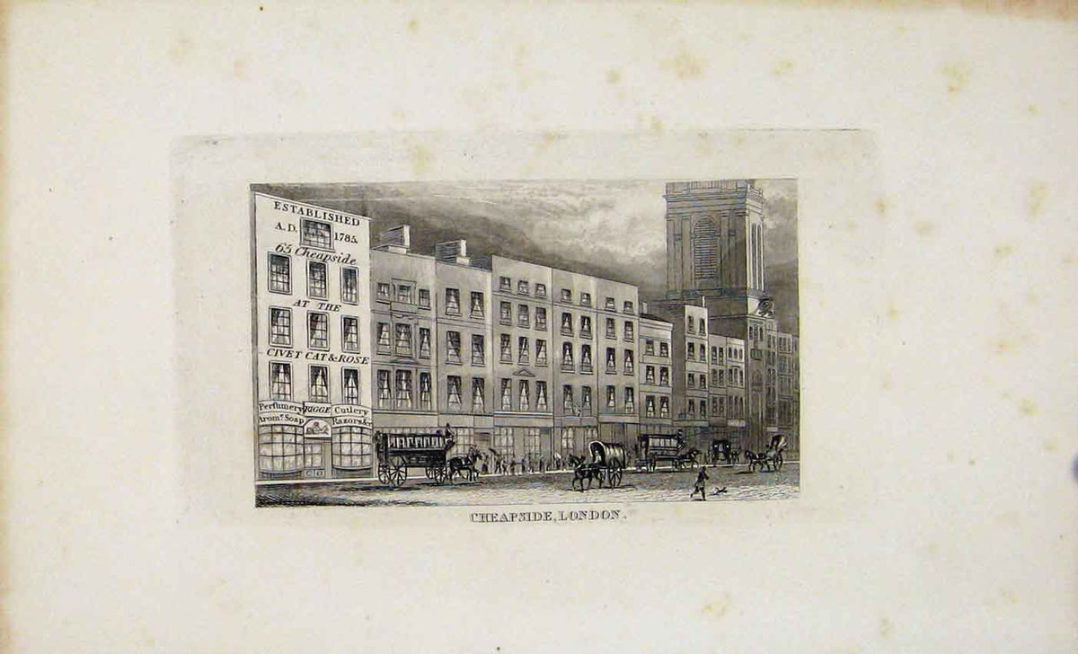 Original Old Antique Print Dugdale C1845 Cheapside London Fine Art Victorian