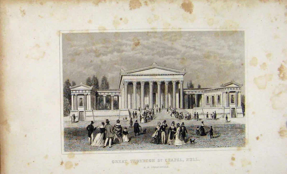 Original Old Antique Print Great Thornton St Chapel Hull C1845 Dugdale Victorian