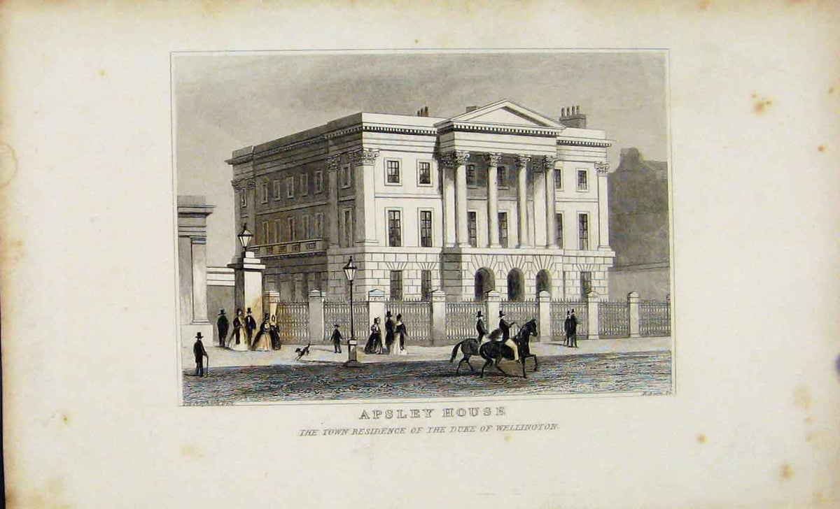 Original Old Antique Print C1845 Dugdale Fine Art Apsley House Duke Seat 19th