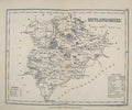 Original Old Antique Print Dugdale C1840 Map Rutlandshire England 19th