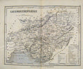 Original Old Antique Print Dugdale C1840 Map Caermarthenshire 19th