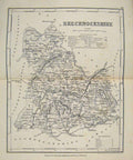 Original Old Antique Print Dugdale C1840 Mapbrecknockshire England Victorian