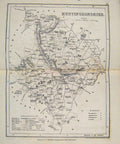 Original Old Antique Print Dugdale C1840 Maphuntingdonshire England Victorian