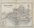 Original Old Antique Print Dugdale C1840 Map Dorsetshire England 19th