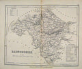 Original Old Antique Print Dugdale C1840 Map Radnorshire England 19th