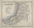 Original Old Antique Print Dugdale C1840 Map Cardiganshrire England Victorian