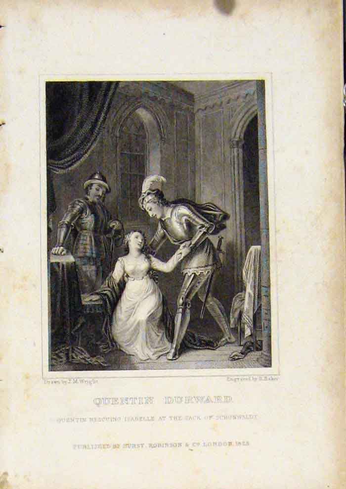 Original Old Antique Print From Waverly Novels By Walter Scott Quentin Durward