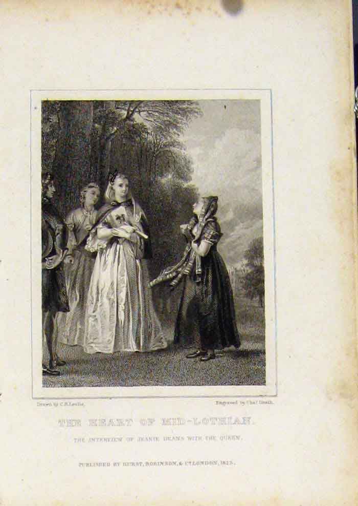 Antique Old Print From Waverly Novels By Walter Scott Heart Mid Lothian Art