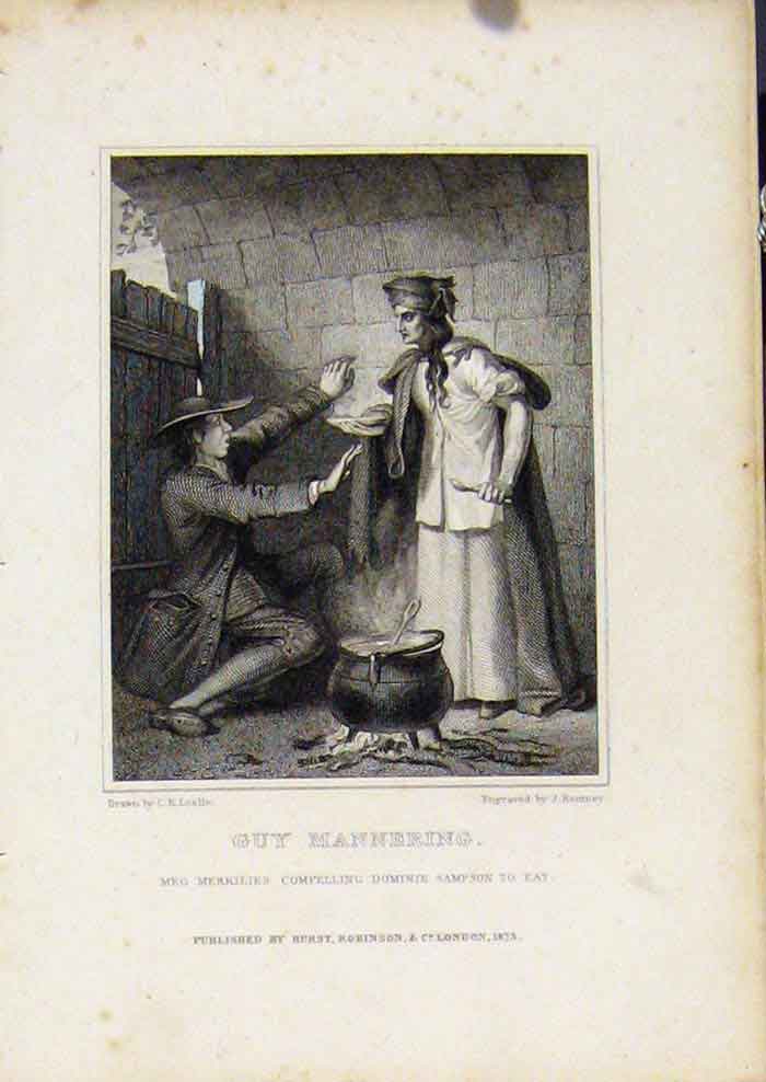 Antique Old Print From Waverly Novels By Walter Scott Guy Mannering Fine Art