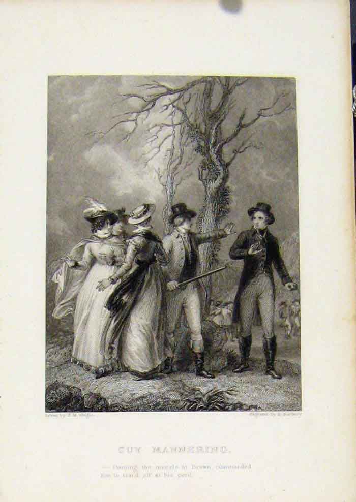 Original Old Antique Print Ref.148 Waverly Novels Walter Scott Guy Mannering