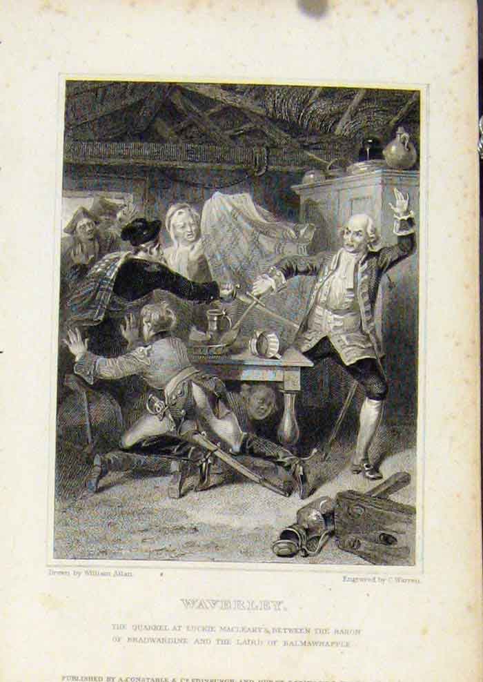 Original Old Antique Print From Waverly Novels By Walter Scott Waverley