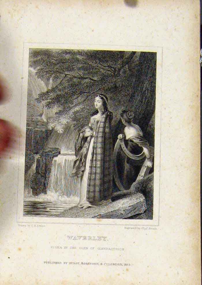 Original Old Antique Print From Waverly Novels By Walter Scott Waverly