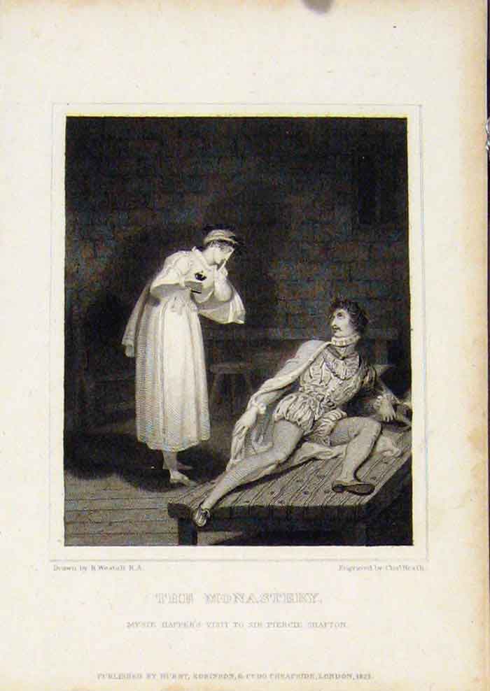 Original Old Antique Print Ref.157 Waverly Novels Walter Scott The Monastery