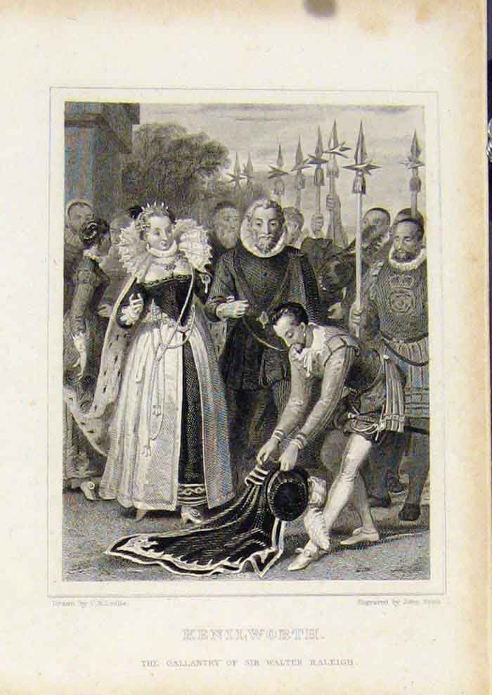 Original Old Antique Print Ref.160 Waverly Novels Walter Scott Kenilworth