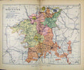 Original Old Antique Print Philips Handy Atlas Map England C1890 Worcester 19th