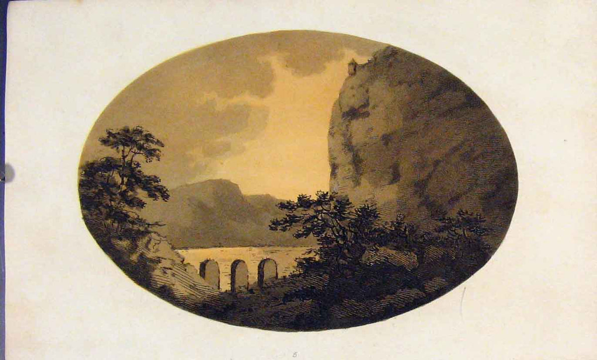 Original Old Antique Print Edinburgh Castle Corner The Rock Sepia Scotland