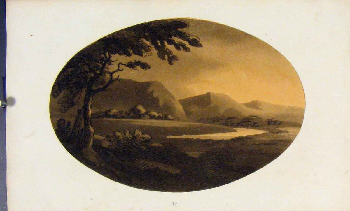 Original Old Antique Print Loch Tay Sepia Highlands Scotland C1808 19th Century