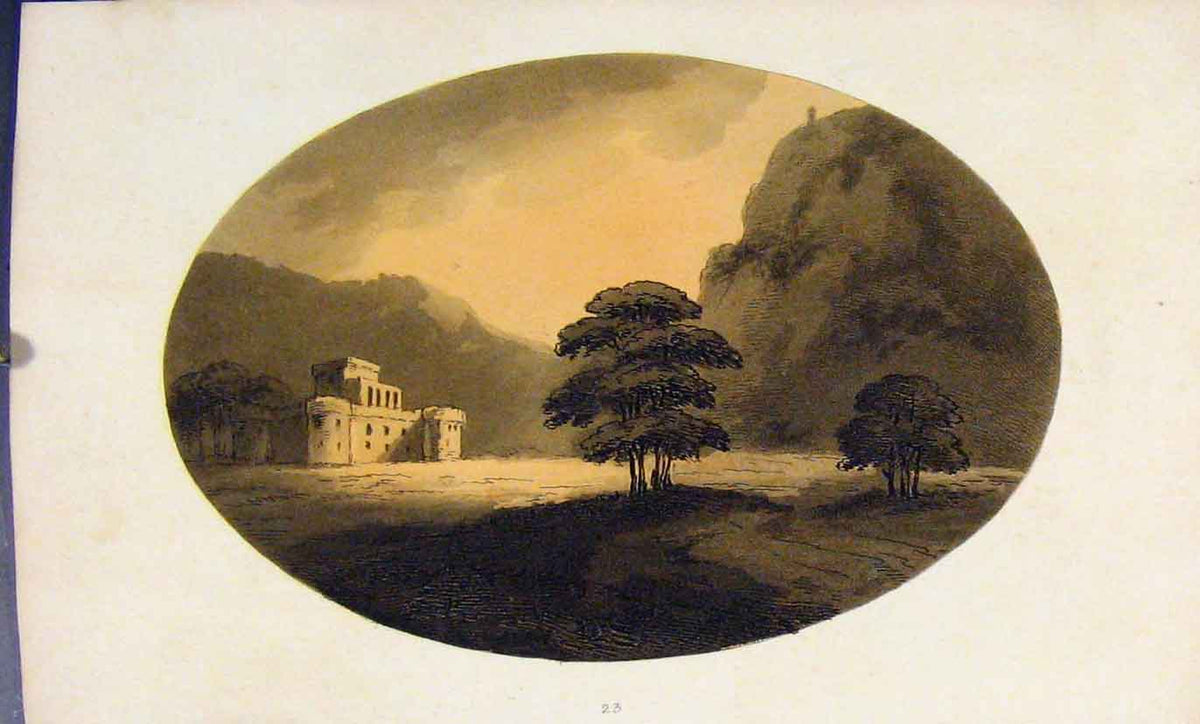 Original Old Antique Print Scotland Sepia Highlands Scotland Loch Tay