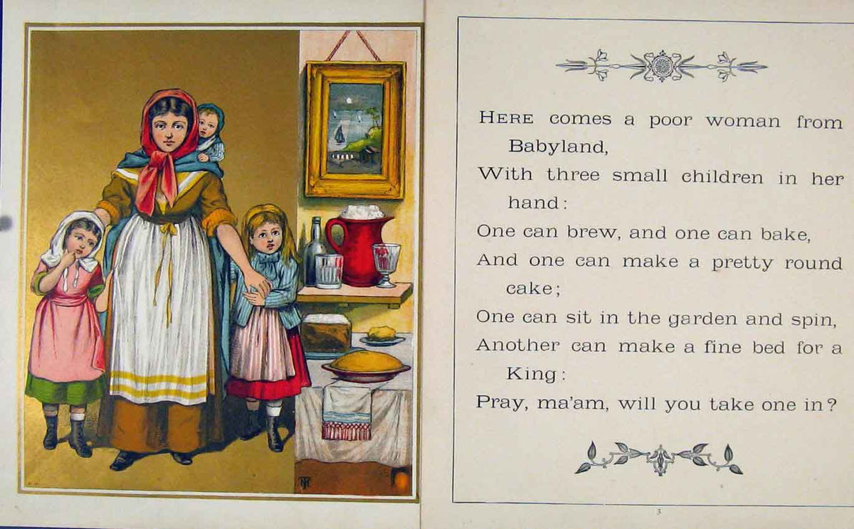 Original Old Antique Print GC1875 Poor Woman From Babyland Art 19th