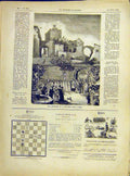 Original Old Antique Print Midi Fete-Dieu Procession Fete God Church 1882 19th