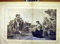 Original Old Antique Print Family Painting Fine Art Moreau Tours French 1882