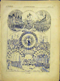 Original Old Antique Print Fourteenth July 14Th Celebrations Fete Carnival 1882