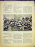 Original Old Antique Print Alexan Rie Families Exodus Village Battle 1882 19th