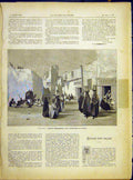 Old Antique Print Bellianah Telegraph Station Alexandria Cairo Egypt 1882 19th