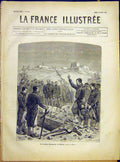 Original Old Antique Print Tunisia Ferat Military Funeral Burial French 1882