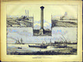 Original Old Antique Print Egypt Suez Canal Pompeii Column French 1882 Victorian