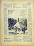 Original Old Antique Print Statue Mariette Boy Ferat Boulogne-Sur-Mer 1882 19th