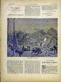Original Old Antique Print Fribourg Catastrophe Railway Accident French 1882