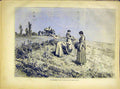 Original Old Antique Print Balaca Art Ladies Field Glaneuses French 1882 19th