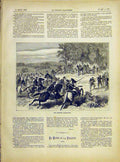 Original Old Antique Print Military Manoeuvres French 1882 19th