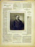 Original Old Antique Print Portrait Liouville Institute Member French 1882 19th