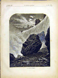 Original Old Antique Print Niagara Falls Canada America French 1882 Victorian