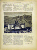Original Old Antique Print View Salette Building French 1882 19th