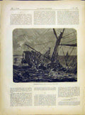 Original Old Antique Print Moscou Ship-Wreck Indian Ocean French 1882 Victorian