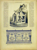 Original Old Antique Print Sanit Therese Statue Martin Tomb Paris France 1882