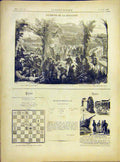 Original Old Antique Print Quinzaine Fire Mosette Villette New York Ouen 1882