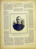 Original Old Antique Print Ortrait Froidevaux Charonne Military French 1882 19th